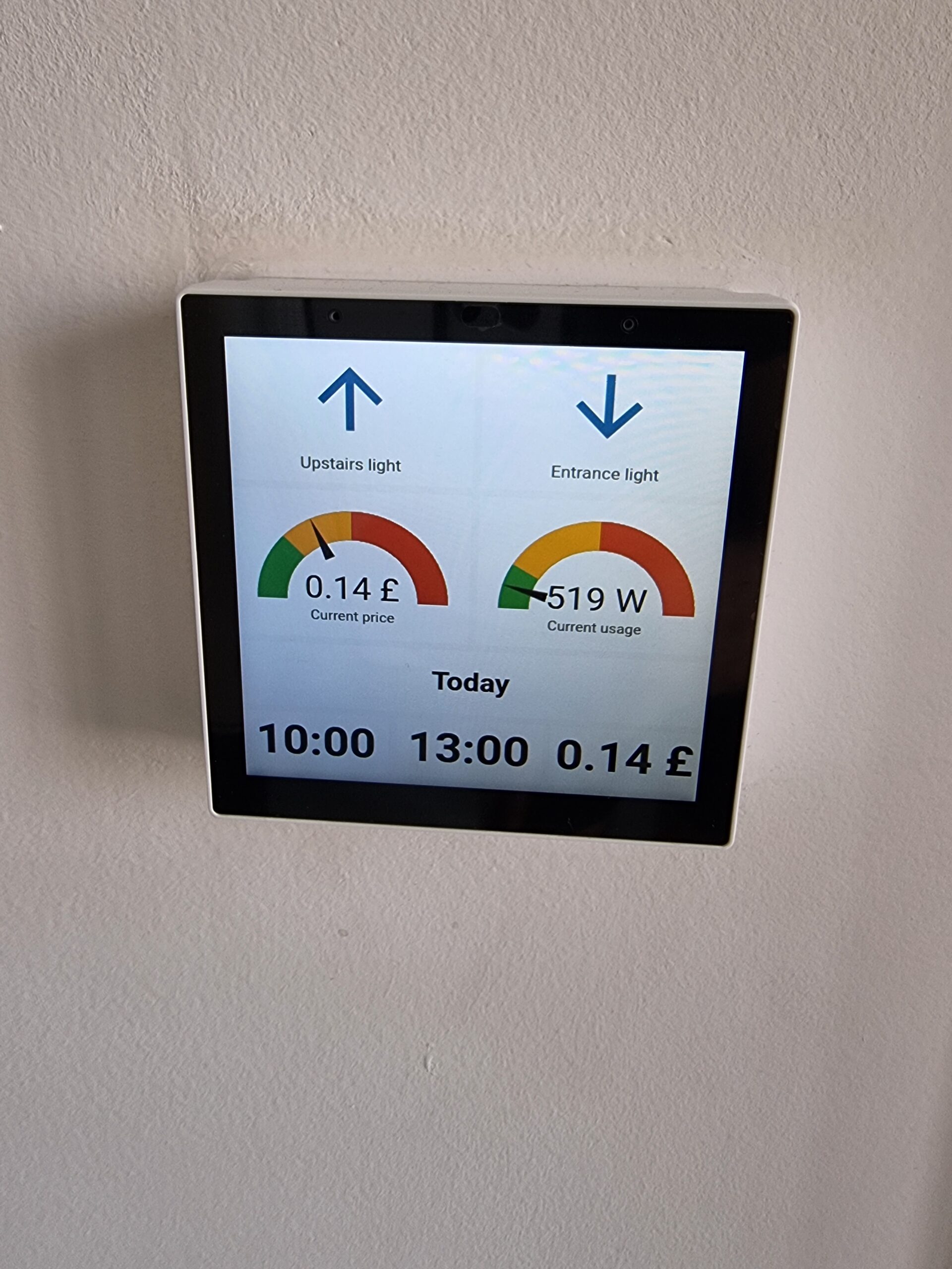 Energy and tariff pricing displayed in a dedicated screen