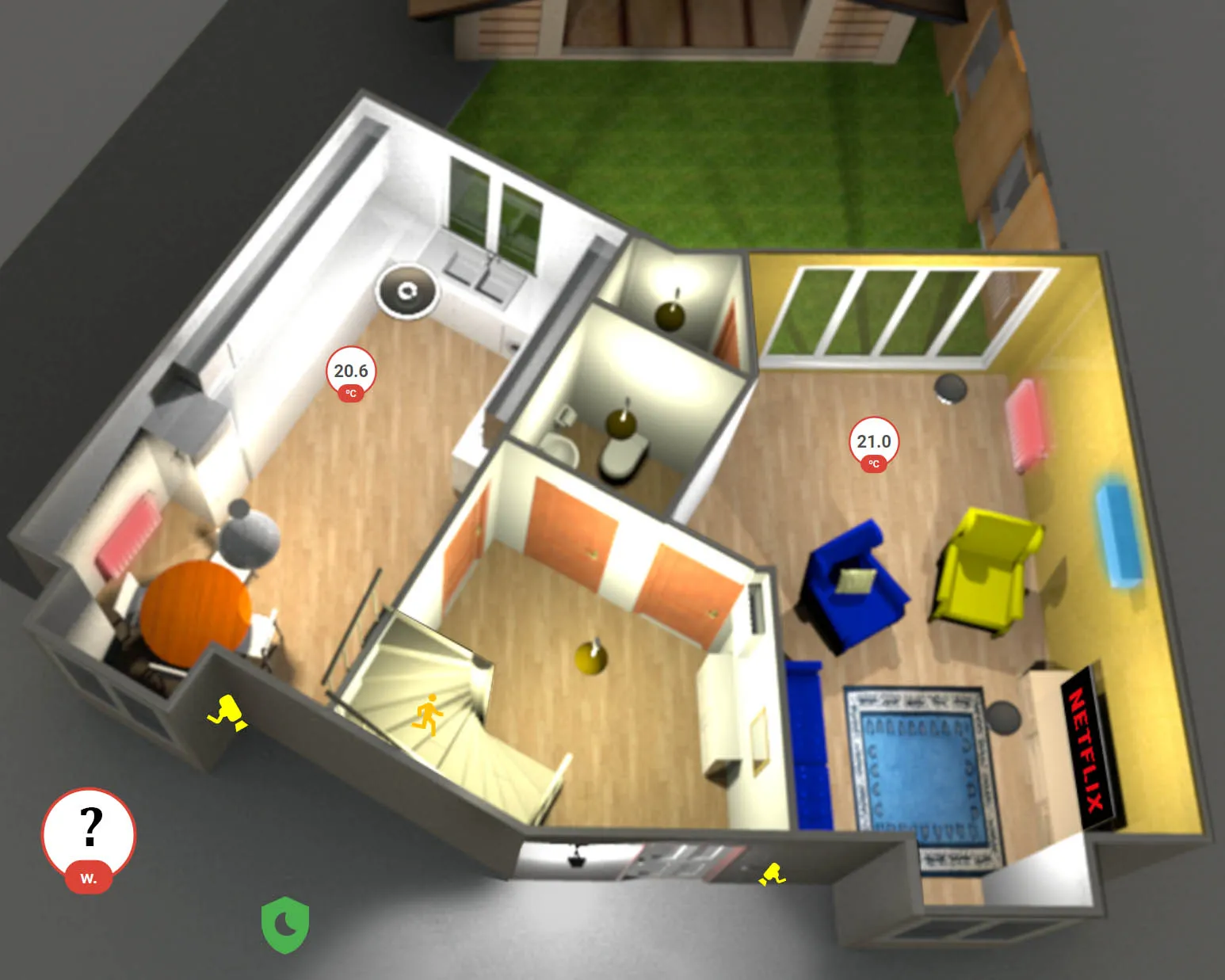 A custom 3D floor plan for The Real Smart Home app, allowing users to control lighting, heating, and security in every room.
